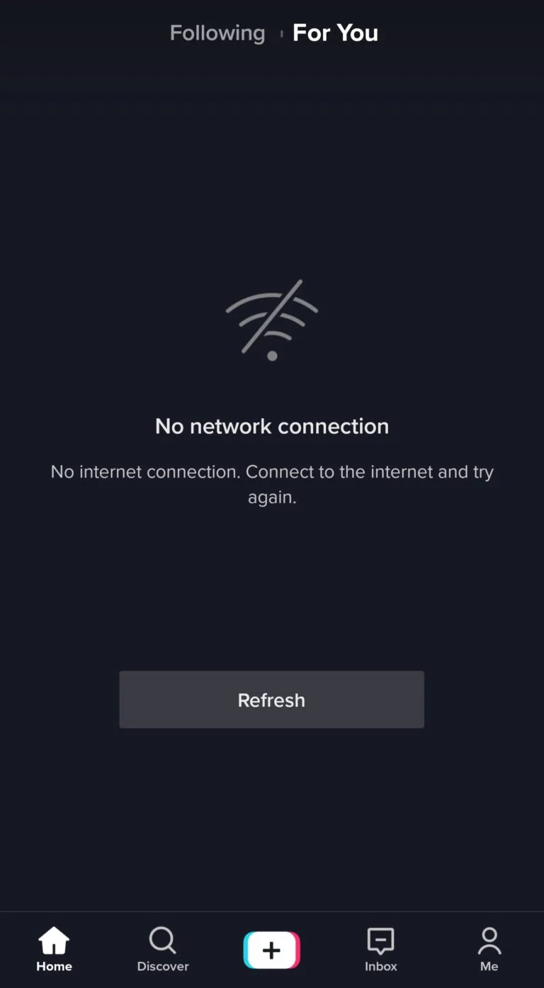 alt Tiktok No network connection
